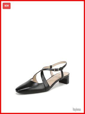 Women's Strappy Slingback Block Heel Pump Faux Leather Buckle Dress Shoes